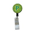 Carolines Treasures Letter P Chevron Green and Gold Retractable Badge Reel CJ1059-PBR